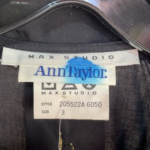 Max Studio for Ann Taylor L vintage black gauzy button down blouse nwt ruffled - Picture 6 of 10
